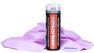 The Absorber® XXL 32-Inch x 20-Inch Synthetic Premium Drying Chamois Cloth for Cars, Trucks, & More - Super Absorbent, Scratch-Free and Washable (Purple)