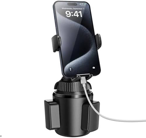 Universal Car Cup Phone Holder | Quick Extension Long Arm | 360° Swivel | Adjustable for iPhone, Samsung, Google, and All Smartphones | Stable & No Shake Design