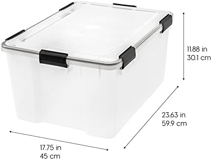 WeatherPro 63 Qt Storage Bins with Lids, 2 Pack, Clear/Black