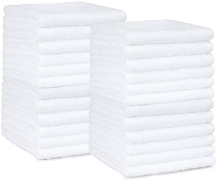 Highly Absorbent, Fast Drying 100% Cotton Washcloths for Bathroom, Machine Washable, Soft, 12 x 12 in, White, 60-Pack