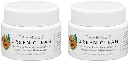Makeup Remover Cleansing Balm Bundle - Green Clean Waterproof Makeup Remover + Oil Based Cleanser - Gentle Exfoliating Double Cleanser - Melts From Balm to Milky Lather (50ml, 2 Count)