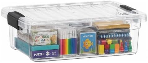 13.7 Qt Clear Plastic Storage Bins with Lids and Latches, Organizing Containers, Stackable Plastic Bin for Home, Garage, School, and Office