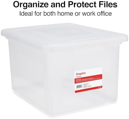 Hanging File Folder Box, Storage Bin Organizer, Snap Lid, Clear
