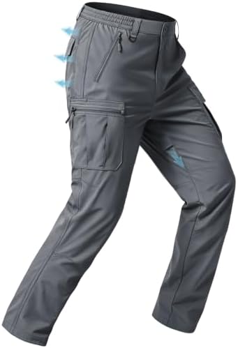 Mens Hiking Pants Lightweight Stretch Cargo Pants Nylon Quick Dry Breathable Waterproof for Casual Travel 6 Pockets