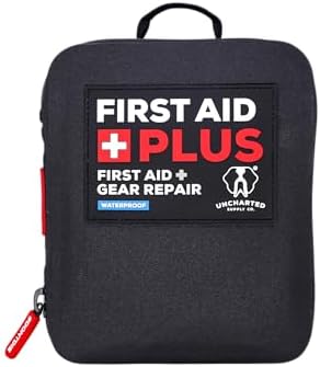 First Aid Plus Waterproof Emergency Kit with MOLLE Tear-Away Backer, Outdoor Survival Gear & First Aid Essentials for Trucks, Boats, ATVs & Adventures