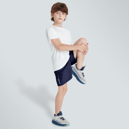 Boys Shorts Quick Dry Athletic Running Shorts with Zipper Pockets