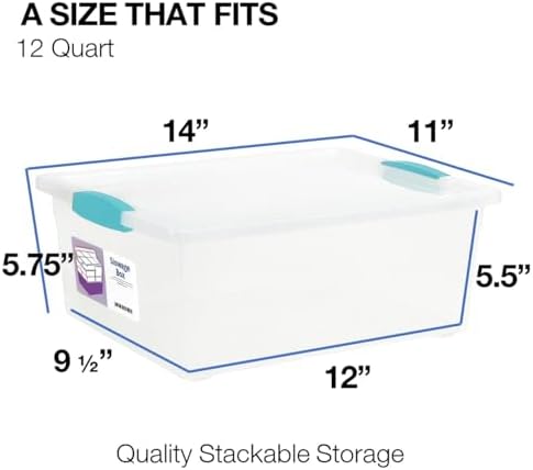 Plastic Storage Containers, 12 Qt, Clear with Lids, 2 Pack, Made in USA (Deep - 14 x 11 x 6)