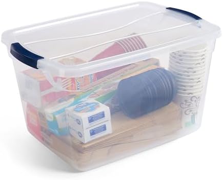 Cleverstore Clear 32 Qt, 6 Pack Stackable Plastic Storage Bins with Lids, Great for Closet and Laundry Storage, Organizing in the Home