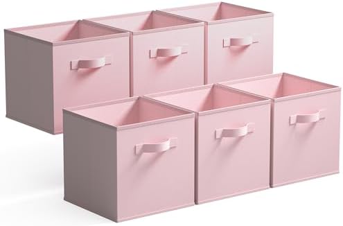 11 Inch Cube Storage Bins, 6-Pack Storage Cube Organizer, Pink