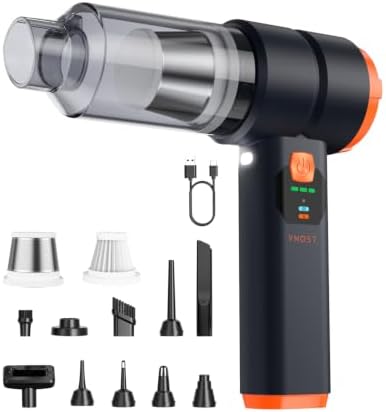 Portable Cordless Car Vacuum,4-in-1 Handheld Cordless Vacuum with 30000Pa Suction,130000 RPM,6800mAh Battery,10 Nozzles,Rubber Paint Material for Car,Home,Birthday Gifts for Men Dad Husband(Mist Black