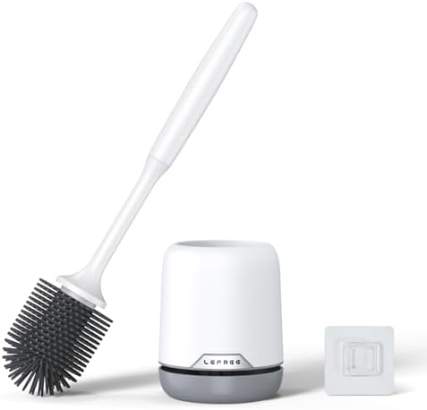 Silicone Toilet Brush and Holder Set - Bathroom Brush