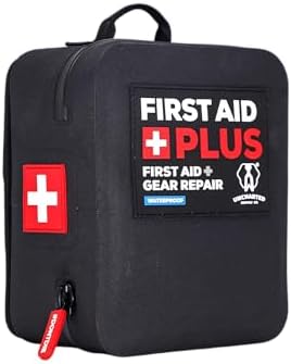 First Aid Plus Waterproof Emergency Kit with MOLLE Tear-Away Backer, Outdoor Survival Gear & First Aid Essentials for Trucks, Boats, ATVs & Adventures