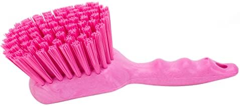 40541EC26 Plastic Scrub Brush, Utility Brush, Kitchen Brush With Hanging Hole For Cleaning, 8 Inches, Pink