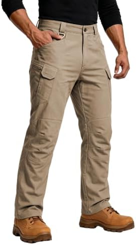 Men's Tactical Cargo Work Pants Stretch Fishing Pants Water Resistant