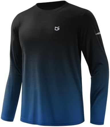 Men's Sun Protection UPF 50+ Grid Swim Long Sleeve Rash Guard SPF UV Shirts