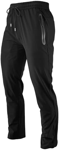 Mens Hiking Pants Joggers Lightweight Breathable Quick Dry Outdoor Fishing Athletic Work Pants with Zipper Pockets