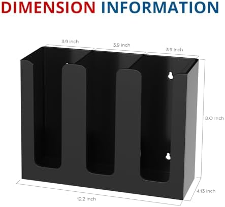Acrylic Cup and Lid Holder, 3 Compartment, Disposable Coffee Cup Dispenser Cup Storage Organizer, Black