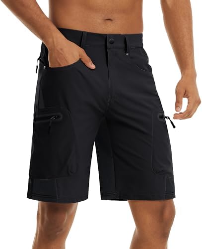 Men's Hiking Cargo Shorts 10" with Zipper Pockets Quick Dry Casual Stretch Golf Work Short Outdoor Summer