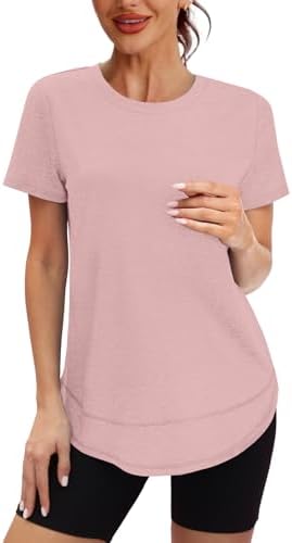Womens Workout Tops Short Sleeve Shirts Sun Protection UPF 50+ Quick Dry Outfits for Hiking Running S-3XL