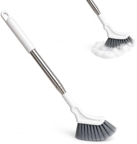 Long Handle Crevice Cleaning Brush,Telescopic Corner Scrubber for Bathroom