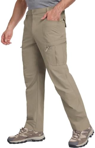 Mens Hiking Pants Lightweight Nylon Stretch Cargo Work Pants for Men Waterproof with Pockets