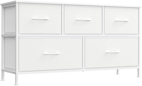 Dresser for Bedroom, Wide Dresser with 5 Fabric Drawers