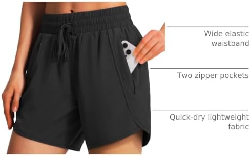 Women's 5"/7" Athletic Running Shorts Quick Dry with Zipper Pockets