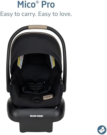 Mico Pro Baby Infant Car Seat with Base, Ventilated Chair, Soft Headrest Pad, Easy-Install Latch, Adjustable Belt Guide, 3-Position Base, Stroller-Ready, 4-30 lbs, up to 32 in, Sea Shadow