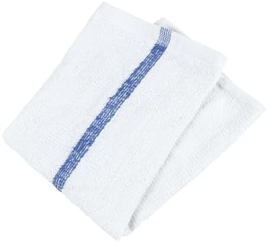 Arkwright Bar Mop Towels, Pack of 12, 100% Cotton Kitchen Dishcloths, Absorbent Quick Dry Cleaning Cloths for Restaurant, Bar and Home Kitchen, 16 x 19 in, White/Blue