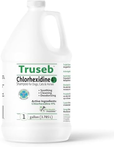 Topical Chlorhexidine 4% Shampoo for Dogs, Cats & Horses (Gallon)- with Aloe for Cleansing (USA) (Chlorhexidine 4% Shampoo, 1 Gallon)