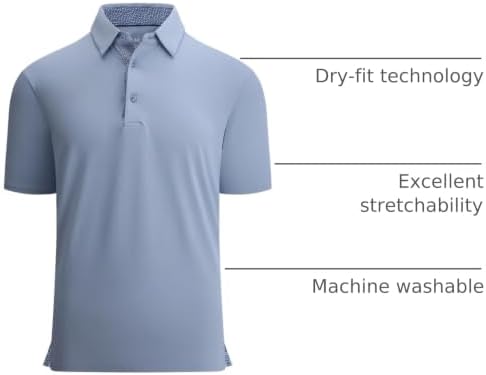 Mens Golf Shirt Quick-Dry Solid Short Sleeve Polo Shirts