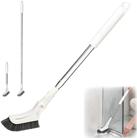 Multifunctional Extendable Long Handle Floor Scrub Brush，Curved Brush Head