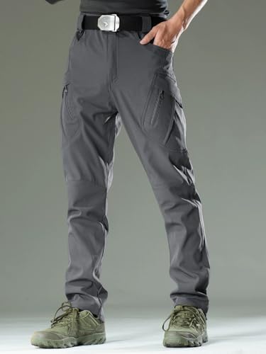 Men's Water Resistant Tactical Cargo Pants Multi-Pocket(No Belt)