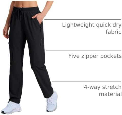 Women's Lightweight Hiking Cargo Safari Pants with Zipper Pockets