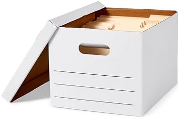 Storage/Filing Boxes with Lift-Off Lid, Letter/Legal Size, Collapsible, Tape-Free Assembly, White, 16.2" L x 12.5" W x 10.5" H, 20-Pack