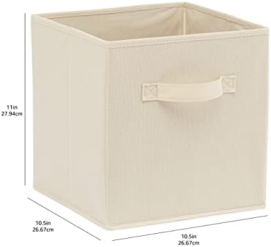 Collapsible Fabric Storage Cubes Organizer with Handles, Sturdy Storage Bins for Organization, 10.5" x 10.5" x 11", Beige, 6-Pack