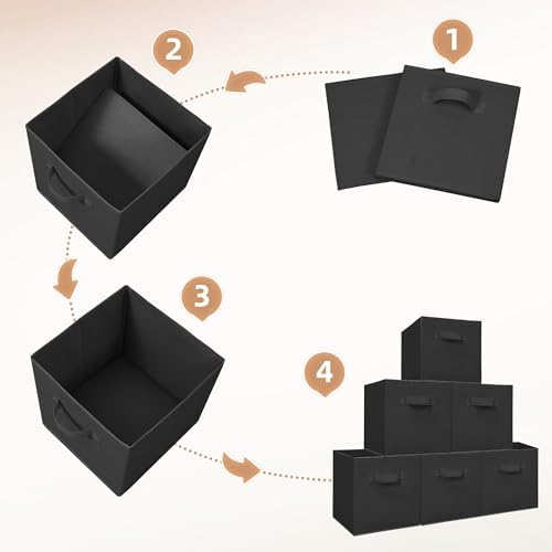 Storage Cubes, 11 Inch 6 Pack Collapsible Fabric Shelf Bins