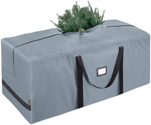 7.5 ft Christmas Tree Storage Bag, Heavy Duty 900D Oxford Fabric with Reinforced Handles and Dual Zippers Wide Opening, Extra Large Storage Container for Trees and Decorations (Grey)