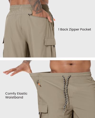Men's Cargo Shorts Quick Dry Lightweight Stretch Hiking Shorts for Men with 5 Pockets No Lining