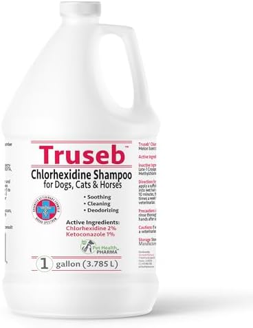 Truseb Chlorhexidine Shampoo for Dogs Cats & Horses with Aloe Vera - Antibacterial Antifungal Medicated Dog ketoconazole Shampoo and Conditioner -Skin Irritation, Hot Spots, Redness Relief (1 Gallon)