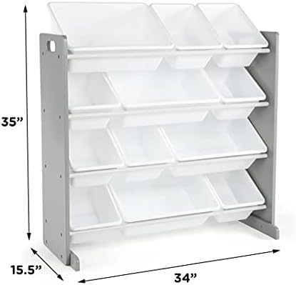 Kids Toy Organizer with 12 Bins, 4 Tier Storage for Playroom