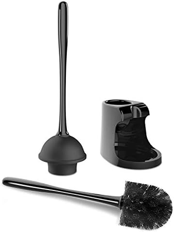 Toilet Plunger and Bowl Brush Combo for Bathroom Cleaning, Black