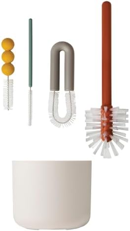 Mod Baby Bottle Brushes - Includes Bottle Cleaner Brush, Straw Cleaner Brush, Nipple Brush and Detail Brush for Baby Bottles - Baby Bottle and Straw Brush Cleaning Set - Deco - 4 Count