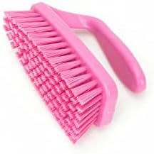 Scrub Brush with Iron Shaped Handle and Stiff Bristles, Heavy Duty Scrubber Brush for Kitchen, Bathroom, Shower, Tile, Sink, Carpet and Bakepans, Polypropylene, 6 Inches, Pink