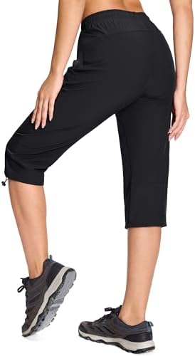 Women's Capri Pants with 5 Pockets Hiking Lightweight Quick Dry Cargo UPF 50+ Summer Travel Golf Workout Casual