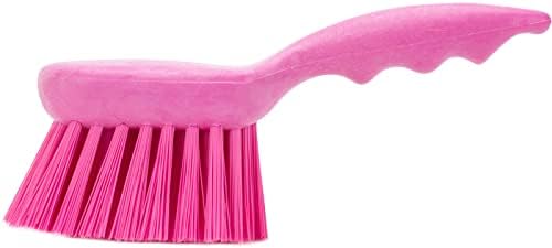 40541EC26 Plastic Scrub Brush, Utility Brush, Kitchen Brush With Hanging Hole For Cleaning, 8 Inches, Pink