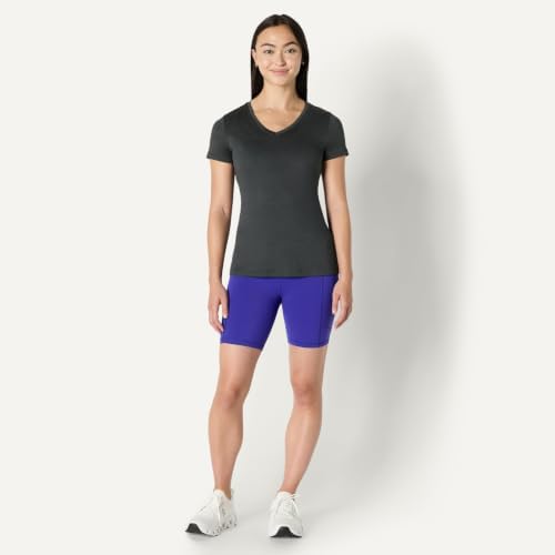 Women's Active Quick Dry Tech Stretch Short-Sleeve T-Shirt, V-Neck or Crewneck, Moisture-Wicking, Pack of 2