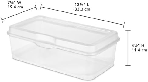 Rectangular Large FlipTop, Clear Plastic Storage Box, 6-Pack