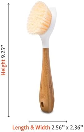 Full Circle Kitchen Dish Brush, Bamboo Handle & Strong Bristles, White 2pk