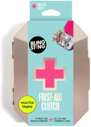 First Aid Kit - 75 Essential First-aid Supplies, Bandages, Wipes, Gold Travel Case - Multipurpose Mini Emergency Kit for Women - Pink Interior - Compact & Versatile - TSA Approved (1 Count)
